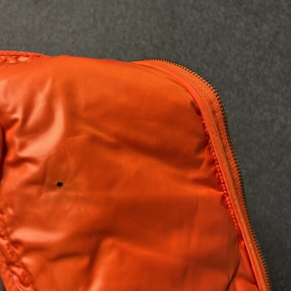 Ralph Lauren Sport Equestrian Crest Quilted Vest Orange Tan Suede Trim Womens SM - Picture 10 of 14